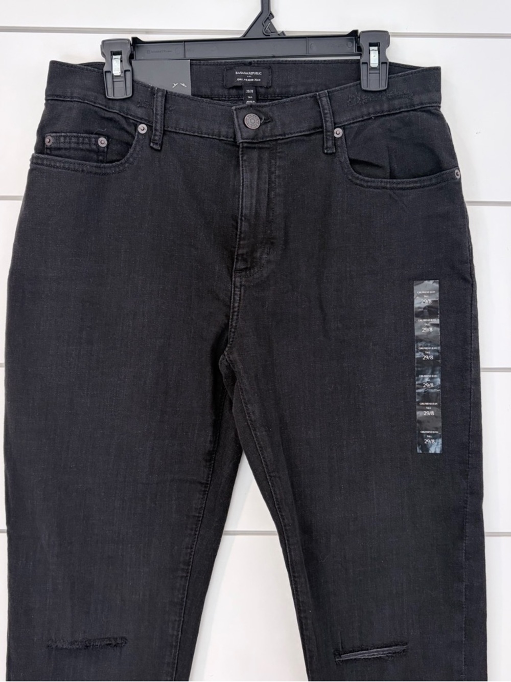 Banana Republic Girlfriend Jeans Black Distressed Tall 29/8 Minimalist Capsule - Picture 4 of 12